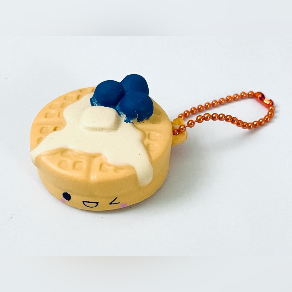 Cute Waffle Keychain with Blueberries